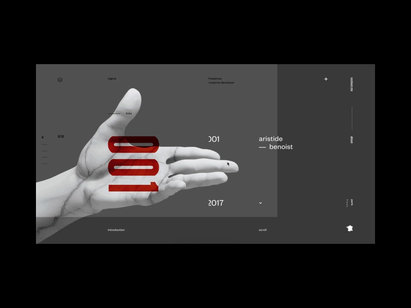 Aristide Benoist — Menu gif grid hover menu motion portfolio typography ui ux webgl