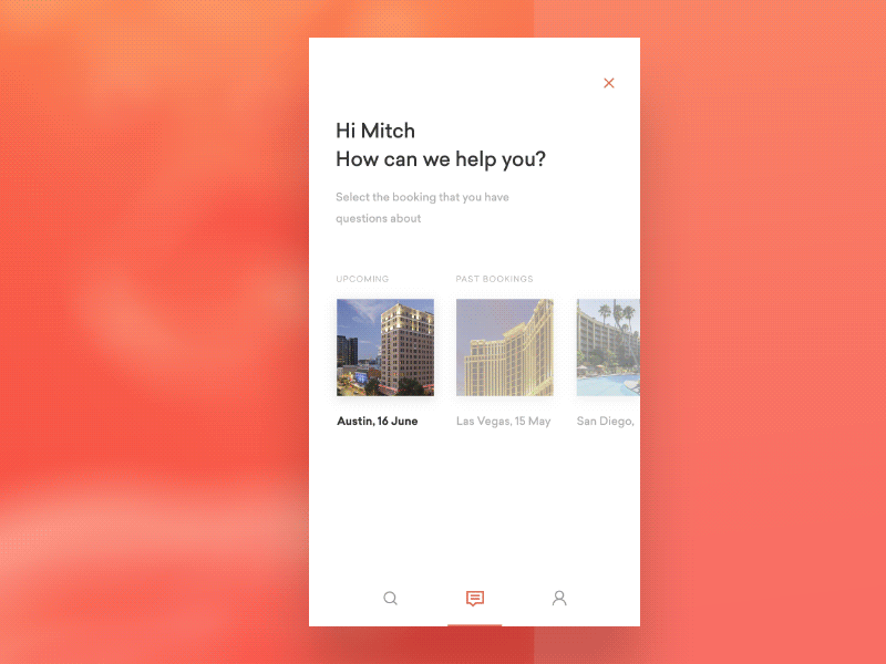 Chatbot Interaction app bot chat hotel interface ios mobile ui ux