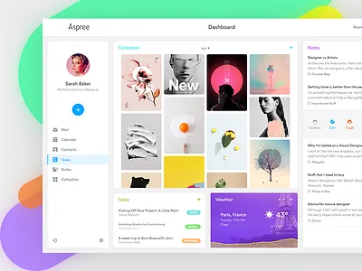 Aspree v2 bookmark clean dashboard mail tasks ui ux