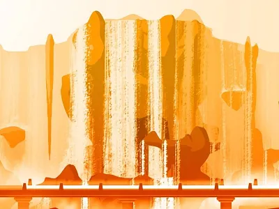 Falling Water art concept dev game orange