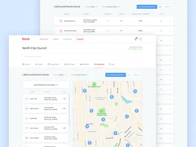 Properties / Land Parcels View app application dashboard land management parcel parcels properties property ui web