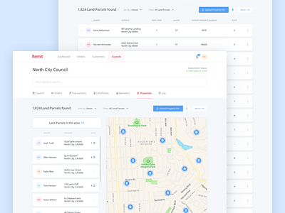 Properties / Land Parcels View app application dashboard land management parcel parcels properties property ui web