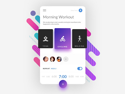 Create Workout - Fitness App cycling fitness gym morning workout sketch ui ux wireframe workout