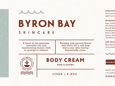Byron Bay Body Cream australia branding cosmetic label logo natural nsw organic packaging planting skincare