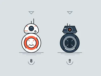 Dr. BB-8 and Mr. BB-9E bb 8 bb8 bb9 e bb9e droid geometry illustration lines minimal outline starwars vector