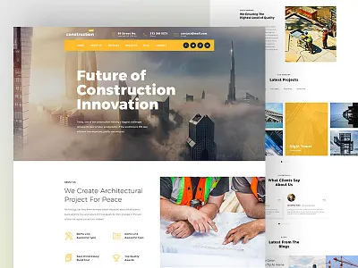 Construction - Web Interface Design architectural construction design exterior future home page interface interior theme themeforest ui ux