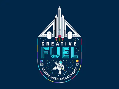2017 Design Week Tallahassee astronaut illustration planets space spaceship stars ufo