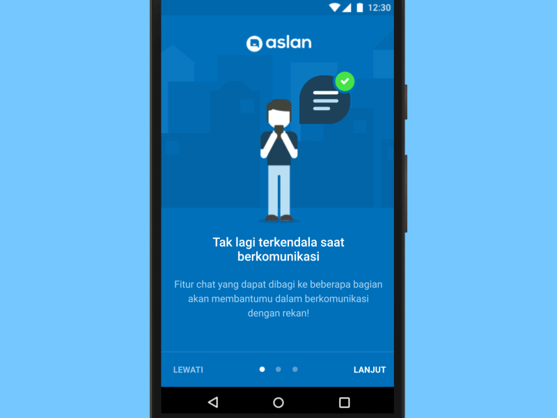Aslan Onboarding Animation android animation blue event flat illustration interaction material material design motion onboarding organizer smooth walk through welcome