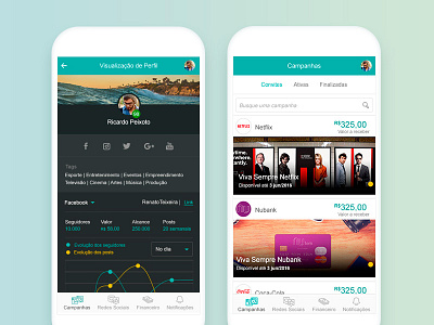 App Inflr app brand dark digital mobile product profile ui usability ux
