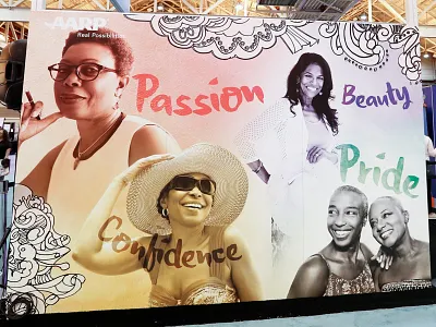 AARP at Essence Festival Mural ageless booth event festival mural photo collage wall watercolor