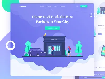 Barberose -Hairdressers Apps android apps beauty clean ios landing page landingpage modern purple salon trends