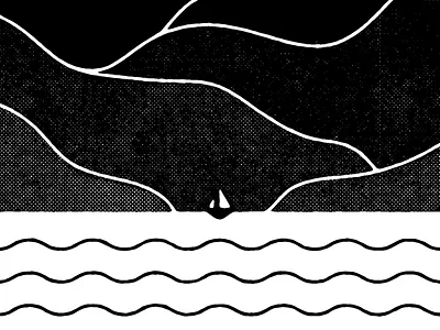 Mind the Island boat grit halftones illustration lines texture