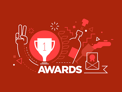 Awards awards benefit champagne fireworks geometric hand letter shapes thropy victory vine winner