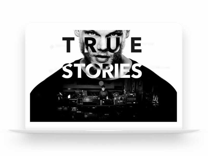 Avicii Documentary Website - Home transition animation dj gif landing layout music producer web design web development website