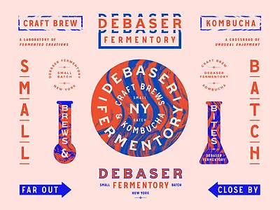 Debaser Fermentory / Brand Specimen / Day badge bar branding color graphic marks restaurant seal type typography