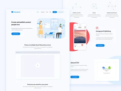 Statusbrew - Publish Landing Page design landing layout media page social ui ux website