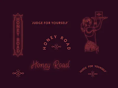 Neon scratchboard glow logo mediterranean mezze neon sign