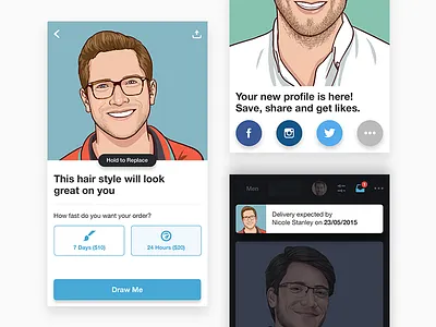 Faces - Purchase till Delivery Time app delivery notification portrait share social