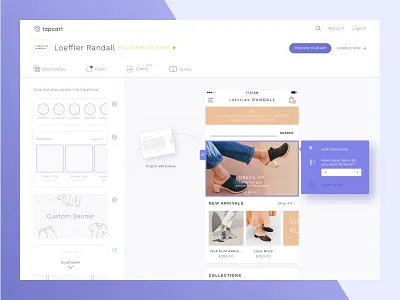 Tapcart Dashboard - Blocks app dashboard design drag and drop ecommerce template ui ux web app website