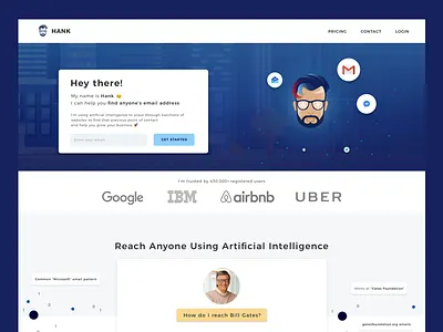 Hank Landing Page assistant branding character hank illustration interface landing layout page ui ux website