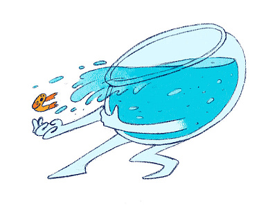 Oh no! Fishy! bowl cartoon character design fish flow illustration movement quest water