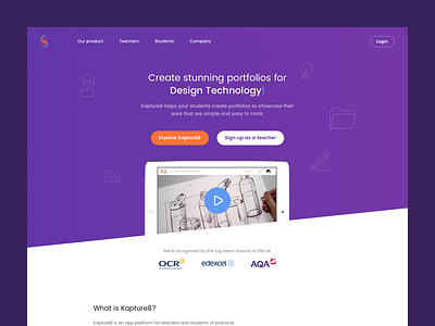 Kapture8 design technology landing page portfolio school students