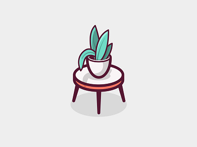 Desk Plant desk green illustration leaves line art minimal plant pot table vector