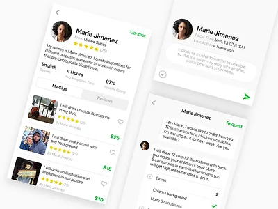 Fiverr - Seller Profile & Conversation app chat conversation profile