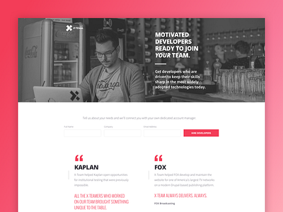X Team General LP branding colortheory design developer graphicdesign jobs landingpage magenta network uiux webdesign xteam