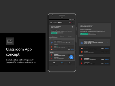 Classroom App concept classroom interaction collaboration material mobile ui ux