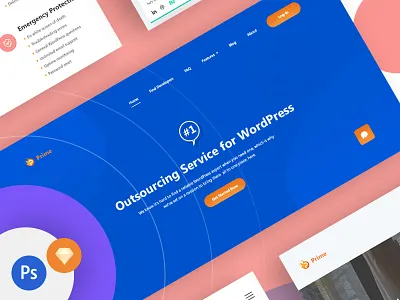 Prime Business Services UI Kits (Free Sketch & PSD) business template free psd free sketch modern portfolio psd retina seo simple sketch support