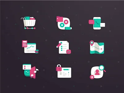 Yiha Retro Color Icon Set colors design flat color icon icons illustration retro ui ux vector vector illustration