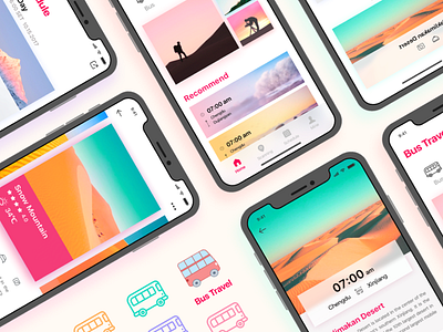 Bus Travel - The way to the world app bus color design travel ui ux world