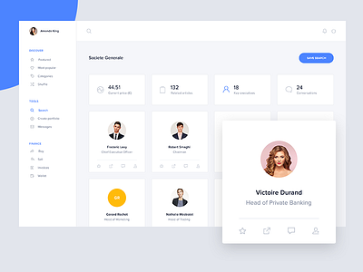Fintech key executives app bank companies desktop finance list photos profile results search ui ux
