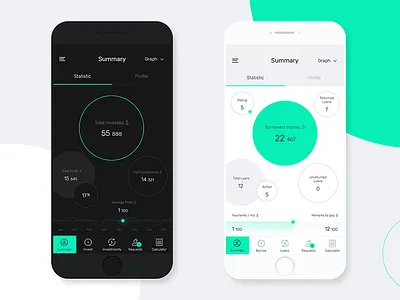 Concept of online platform of p2p lending. concept design flat mobile ui ux v jet group