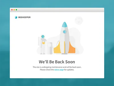 Maintenance page astronaut empty fuel gas illustration maintenance page pump rocket view waiting