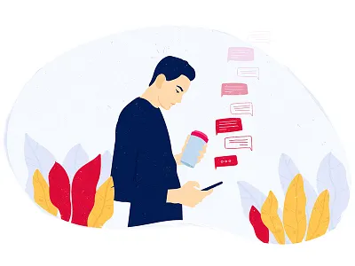 Message business character drawing illustration illustrator man message news sent sketch smartphone vector