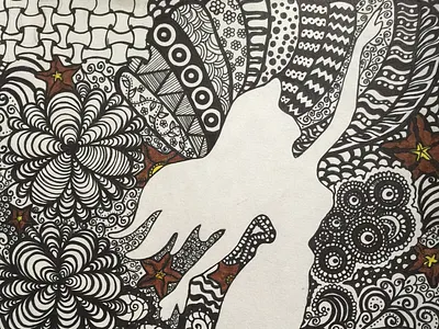 Mermaid - Zentangle Art art blackandwhite drawing markers mermaid sakura stars zentangle