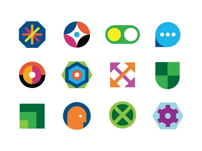 Geometric Icon Exploration colorful flat geometric icon icons illustration modern set simple