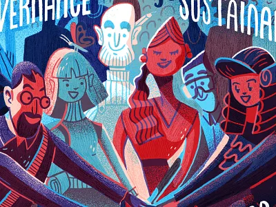 The Reporting Times business character community cover digital editorial graphic illustration magazine people