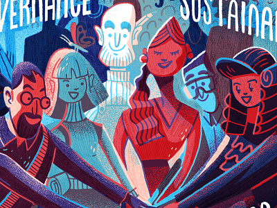 The Reporting Times business character community cover digital editorial graphic illustration magazine people