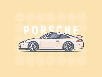 Porsche 911 auto car carrera flat illustration porsche small sport stroke vector