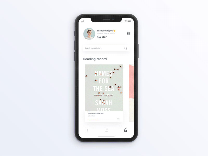 Booki animation design book design gif iphone x personal reading search ui ux