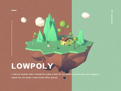 Low poly Scene illustration c4d illustration low poly