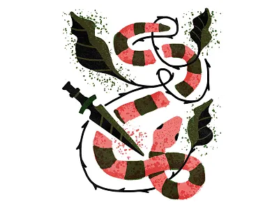 The Three Snake-Leaves fable graphic icon knife leaves serpent snake story texture