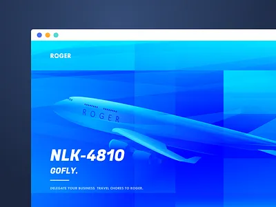 Roger airline airport blue clean flat fly roger ui ux wantline web
