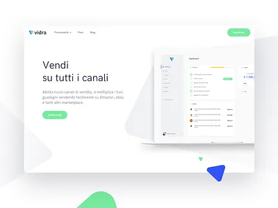 Vidra website dashboard ecommerce illustration landing page product shop ui website