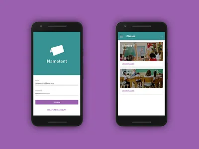 Nametent cards login material design