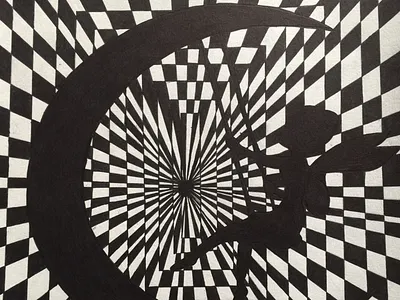 O.P Art - Swinging on the moon art blackandwhite drawing fairy moon op swinging zentangles