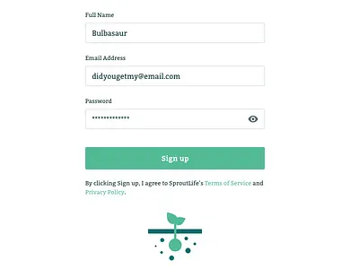 #DailyUI :: 001 - Sign Up dailyui forms green minimalist sign up uidesign